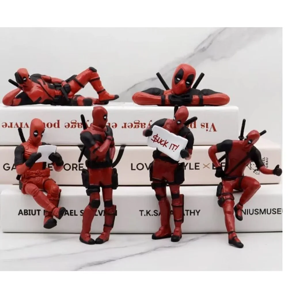 Deadpool 6 Piece Mini Figure Set Marvel Action Poses Desk Display